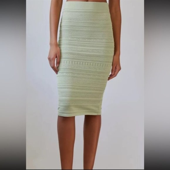 Aritzia Dresses & Skirts - Aritzia Babaton Sage Green Bodycon Knit Midi Skirt Size XS